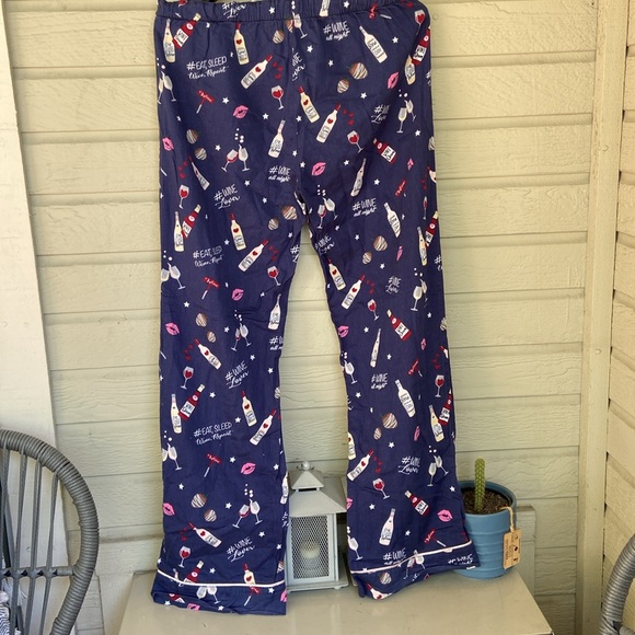 Wine enthusiast women’s size Small S sleepwear pants pajama PJ pant navy funny - Picture 7 of 8